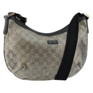 Authentic GUCCI GG Crystal Shoulder Bag Coated Canvas Navy Gold 181092